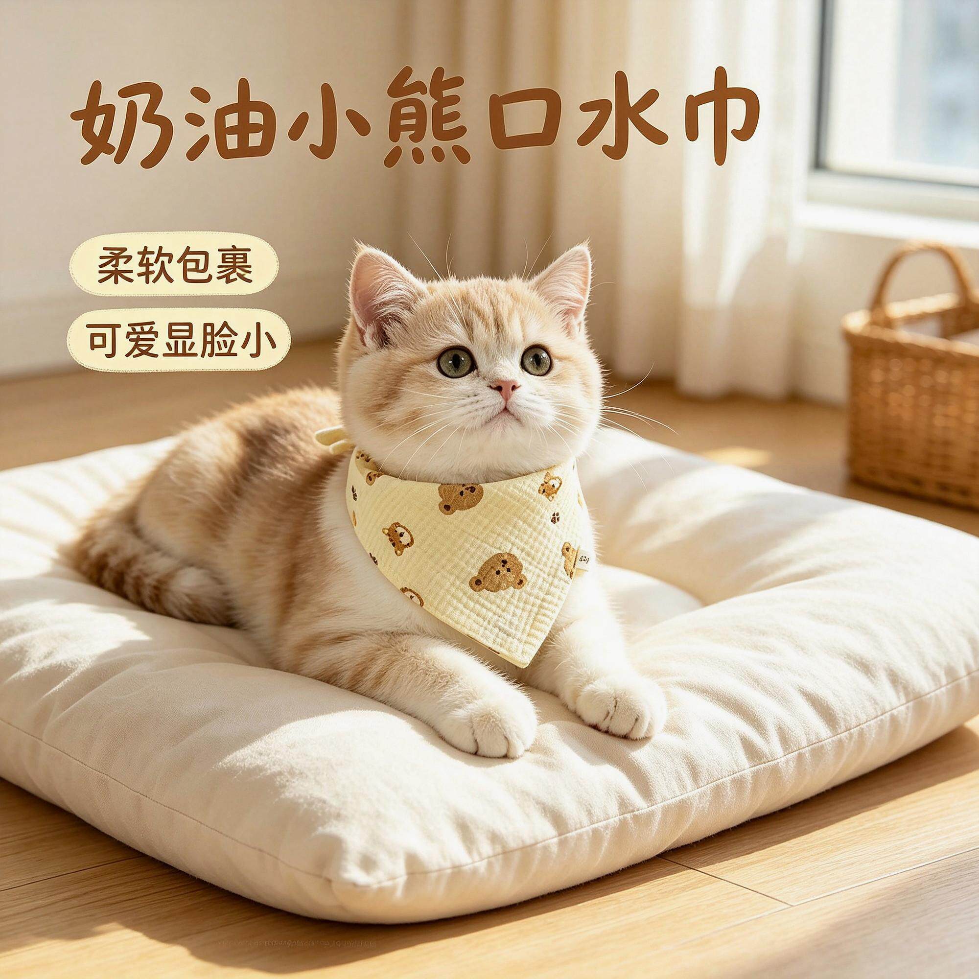 防舔口水猫咪围兜口水巾可爱幼猫