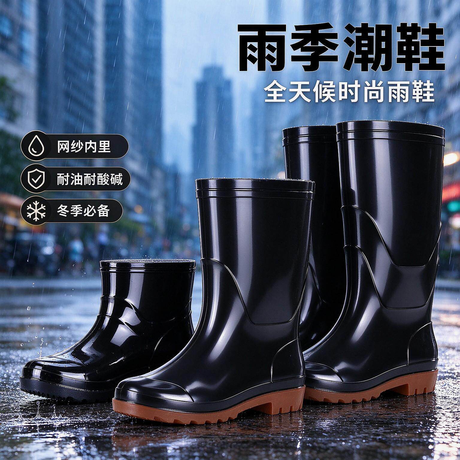 女士雨鞋防滑雨靴男款防水胶鞋