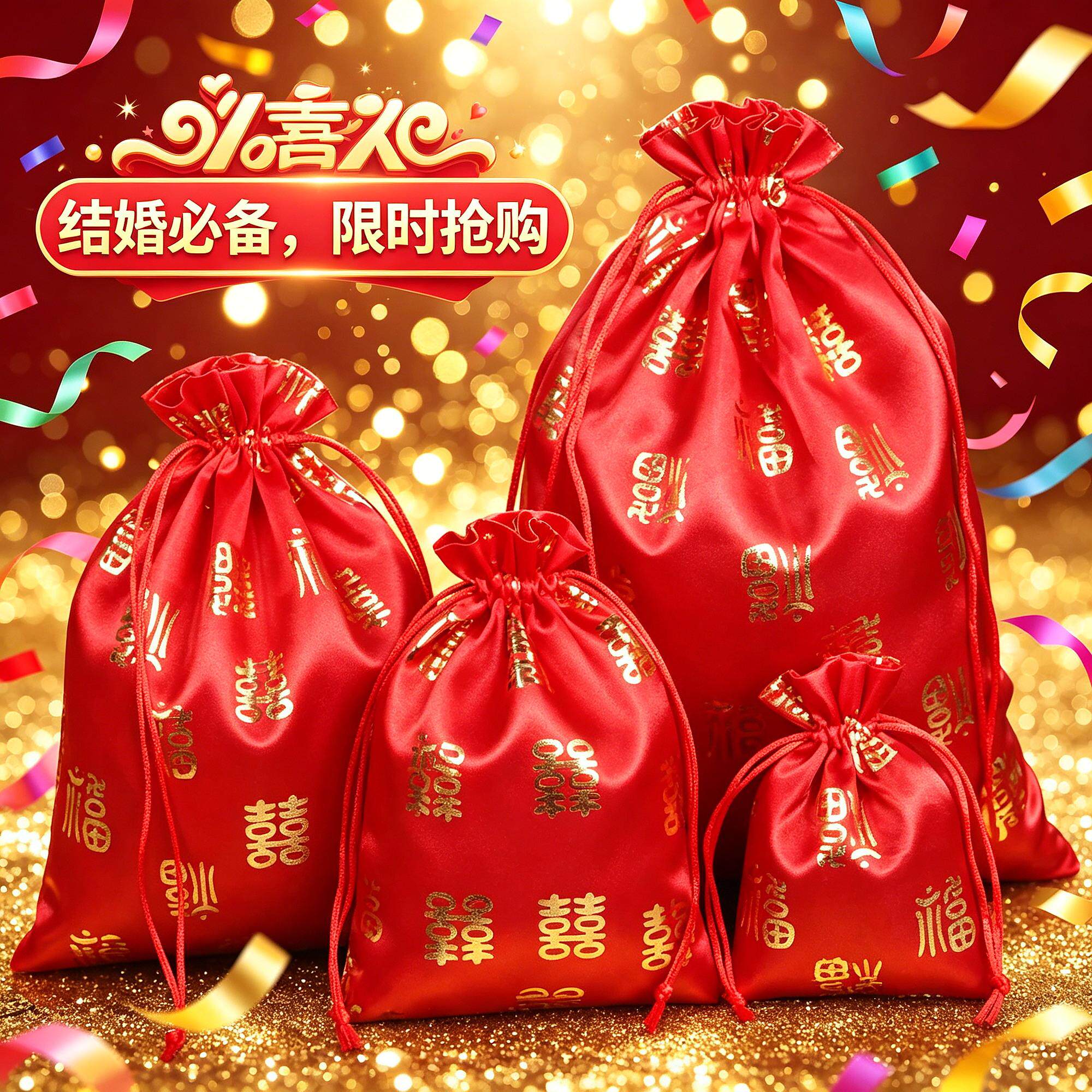新款用品收纳袋结婚福袋喜塘袋子