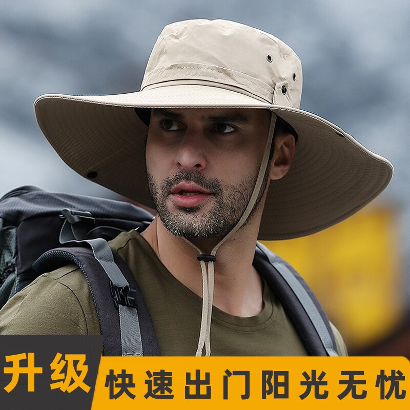 男女渔夫帽户外防晒帽夏季男士钓鱼遮阳帽大头围帽子草帽渔夫男孩