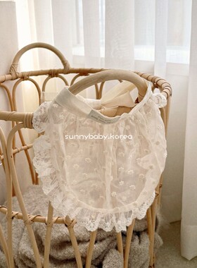 VALU BEBE韩国童装代购26春女婴童洋气刺绣蕾丝花边系带围裙屁帘