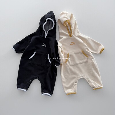 BONITO 韩国进口童装代购26春男女婴童棉软撞色插兜连帽卫衣爬服