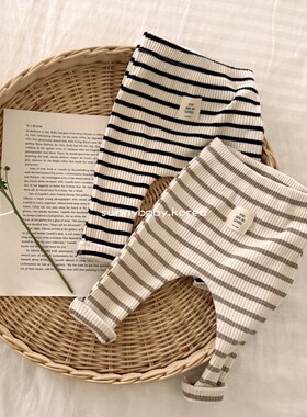 VALU BEBE韩国童装代购26春男女婴小童棉舒适条纹弹力大PP打底裤