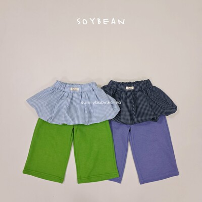 SoyBean韩国童装代购26春女小大童棉柔软洋气格子花苞裙裤休闲裤