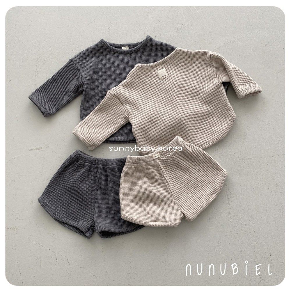 NUNUBIEL韩国童装代购26春男女小童棉纯色华夫格卫衣休闲短裤套装,童装/婴儿装/亲子装,套装,淘宝优惠券,粉丝福利购,淘宝优惠卷