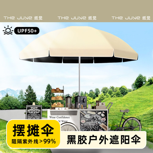 户外遮阳伞黑胶0透光！强效遮阳