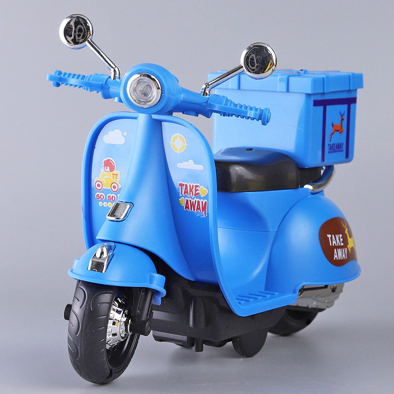 儿童大号摩托车模型外卖踏板小绵羊男孩宝宝惯性声光玩具车礼物
