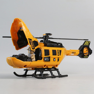 回力旋转螺旋桨飞机德立信直升机玩具模型儿童男孩宝宝开盖驾驶舱