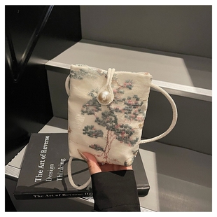 .装手机专用袋小挎包钥匙手机的小包包布袋子手提小斜挎包女士妈