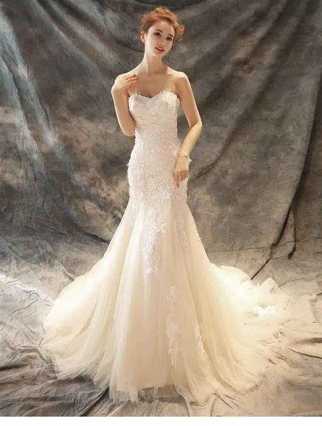 2018婚纱礼服2017夏季新款香槟新娘抹胸收腰鱼尾花朵修身结婚拖尾|ruв категории Женская одежда, Cвадебные платья, свадебное платье - от Buy2taobao.com для оказания профессиональной услуги покупки агента Taobao