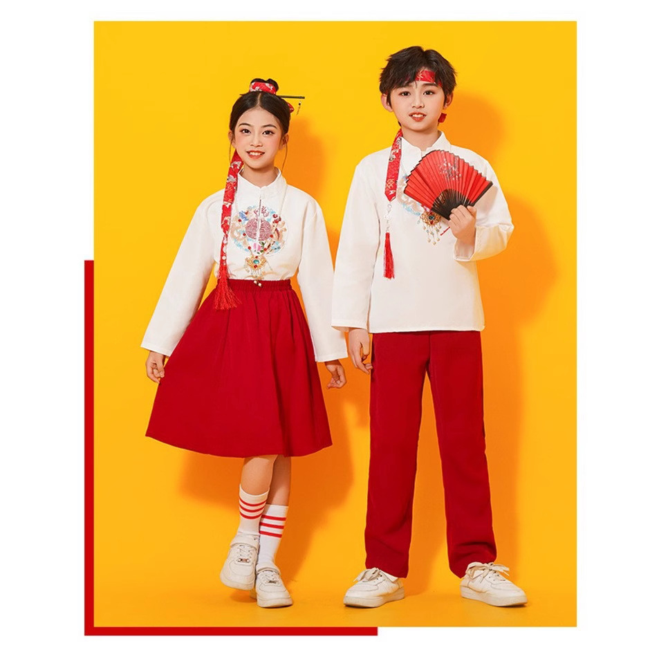 国庆大合唱红歌中国风儿童表演服中小学班服诗歌朗诵演出服运动服
