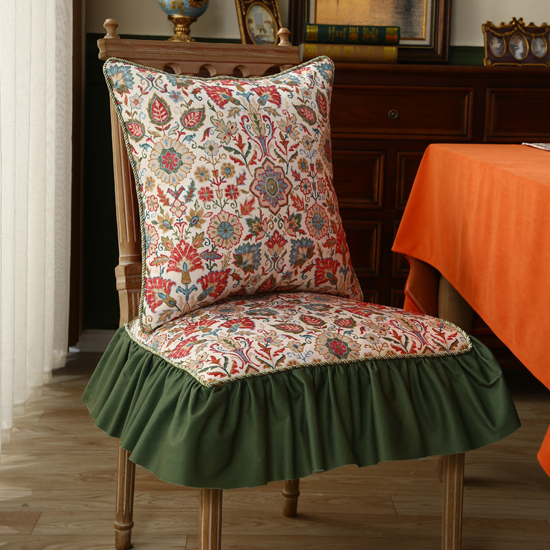 柏林椅垫美式复古餐椅垫布艺坐垫子餐桌椅子垫轻奢高档欧式抱枕套