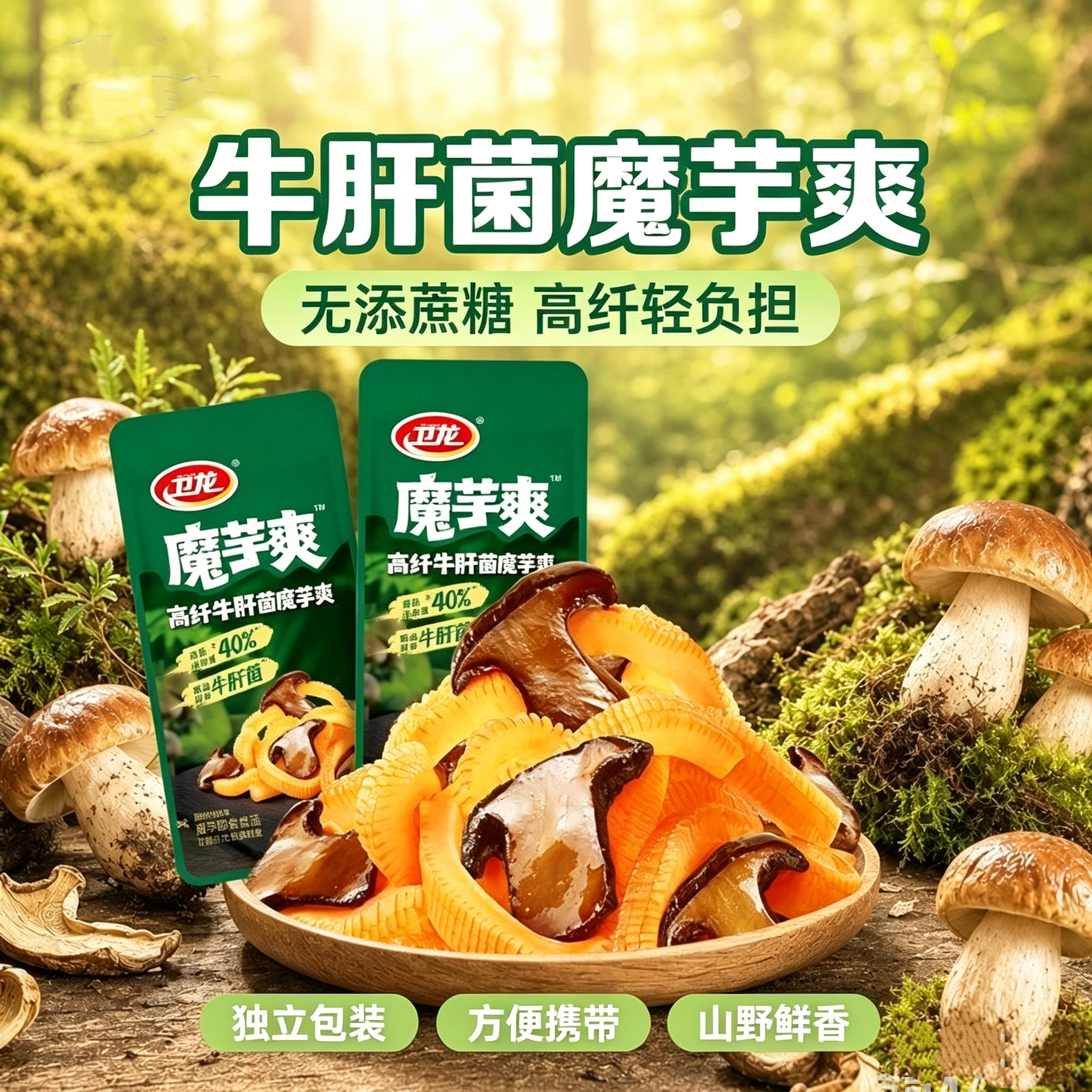糖尿人专用零食可以吃无糖精牛肝菌魔芋爽菌菇素毛肚休闲食品小吃