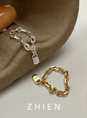 S925纯银韩版小众链条戒指