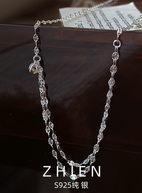 S925纯银爆闪瓦片项链