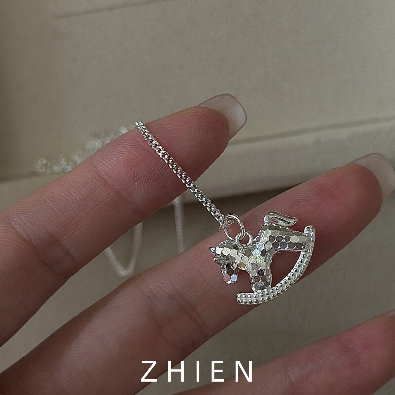 小木马项链女S925纯银小众设计感
