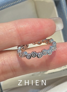 轻奢日式复古圆形满钻指环