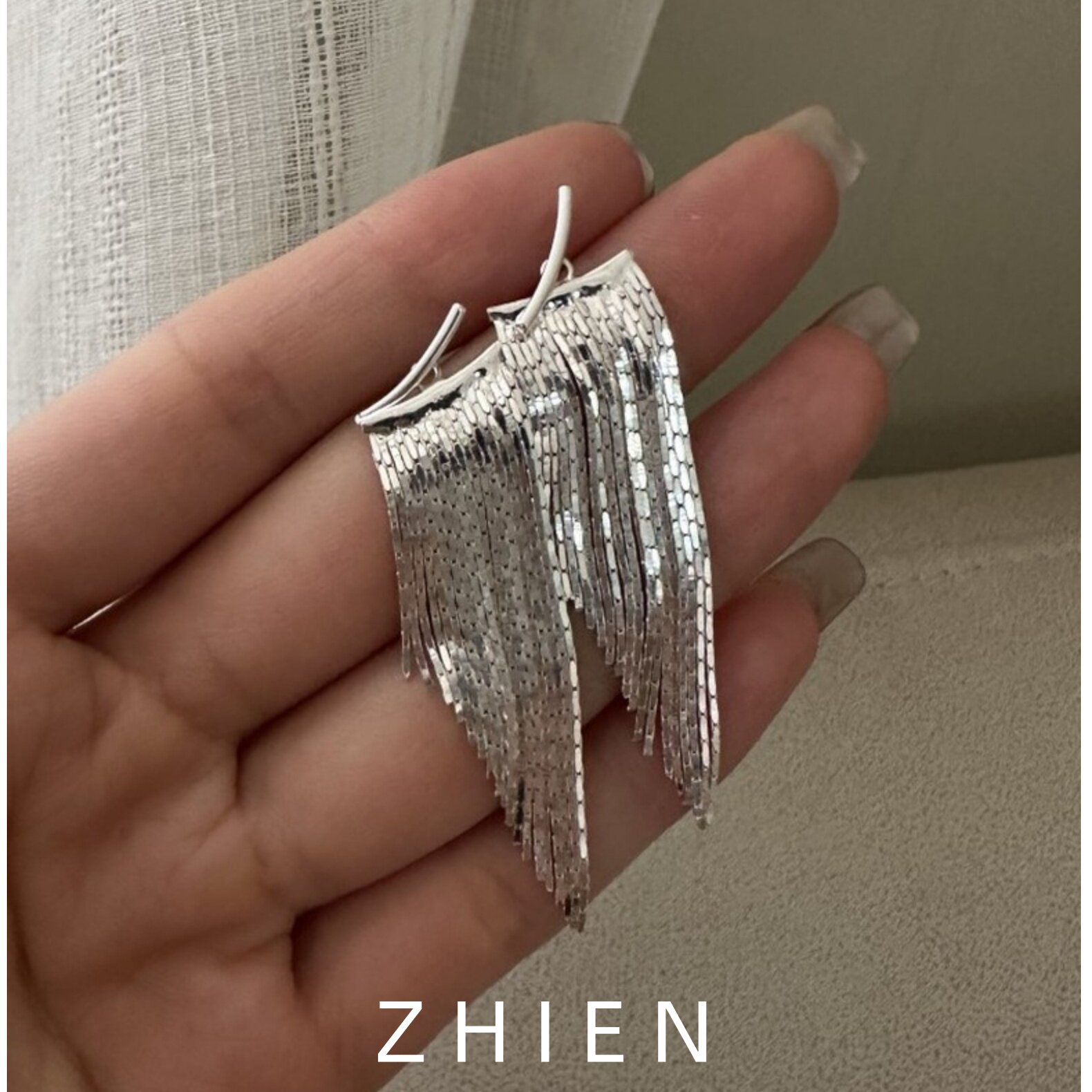 S925纯银流苏耳环轻奢高级感长款
