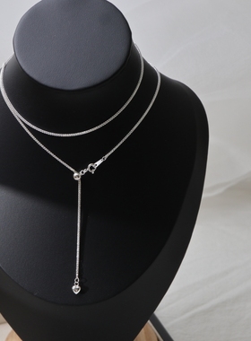 至恩 【随心】通体925纯银可调节抽拉项链毛衣链长款气质简约小众