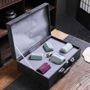 整套高端大师手作茶具礼品家用办公泡茶器随手礼 五大名窑茶具套装