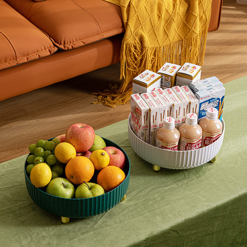 收纳转盘多功能可旋转化妆品收纳盘厨房调味瓶收纳盘桌面水果转盘