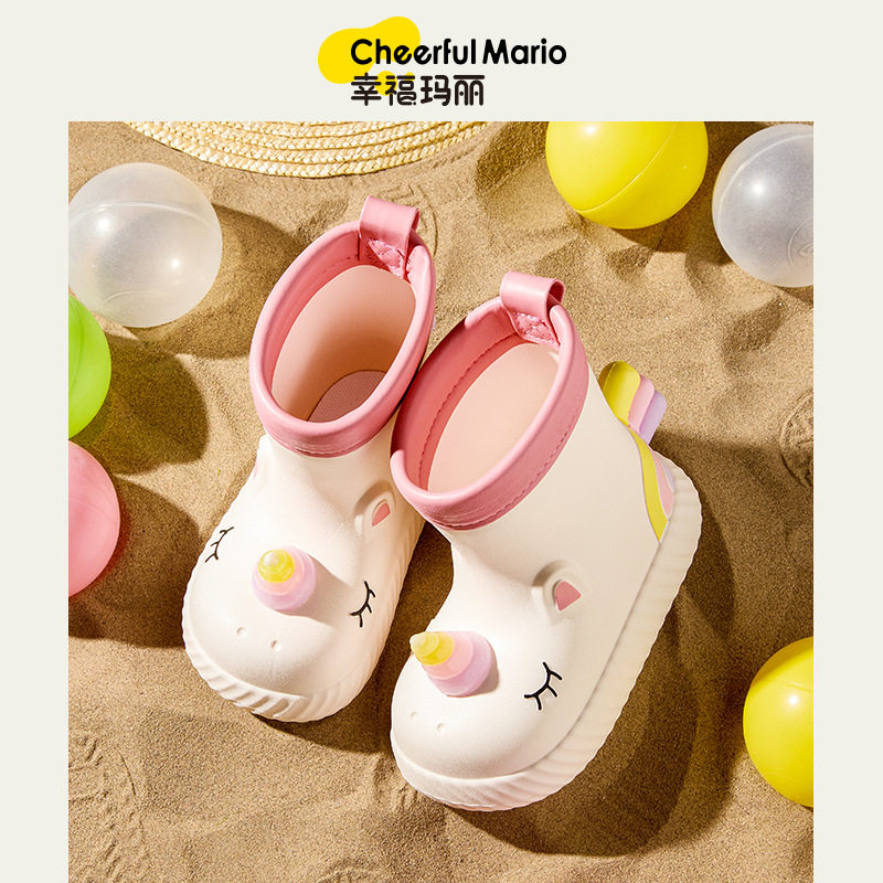 幸福玛丽儿童雨鞋女款宝宝男童雨靴学生水鞋eva小童幼儿胶鞋