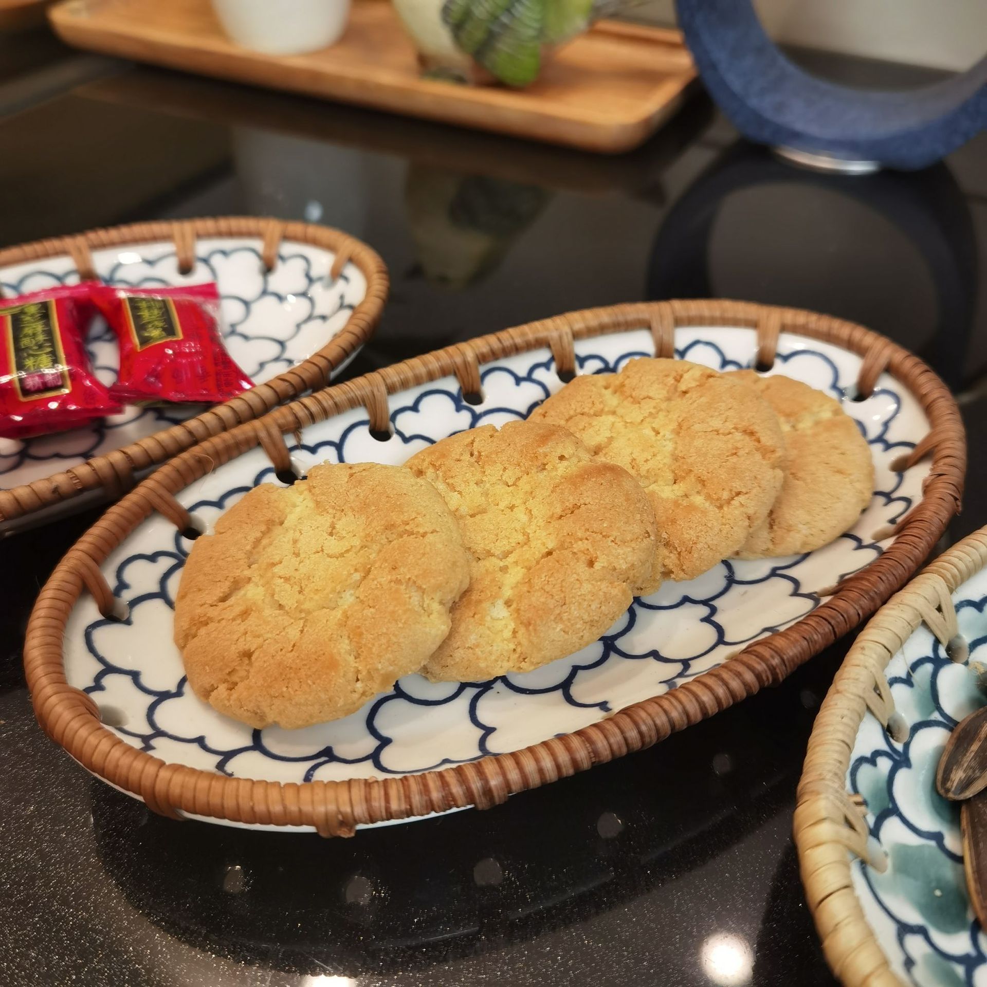 藤编陶瓷水果盘点心篮手