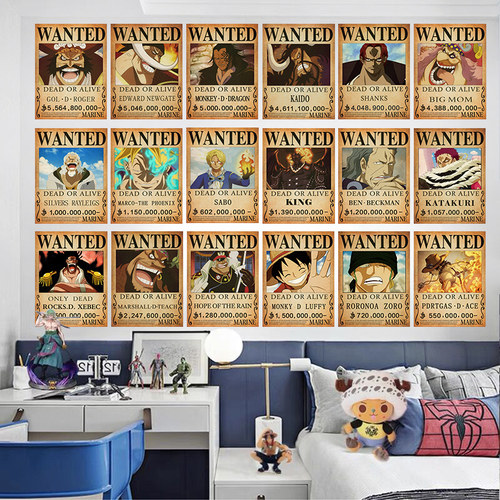 海贼王路飞草帽团悬赏通缉墙贴