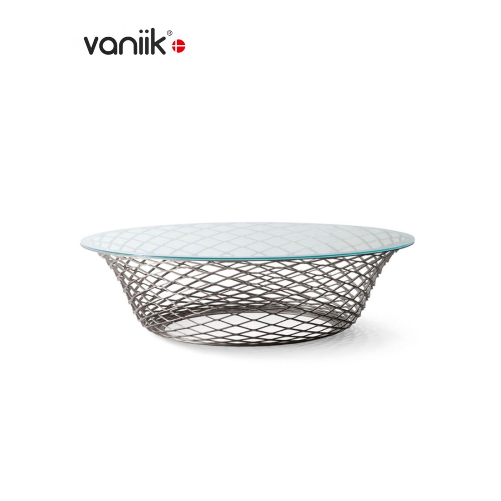 vaniik/艺术创意圆形玻璃茶几Teso样板间客厅不锈钢镂空边桌边几