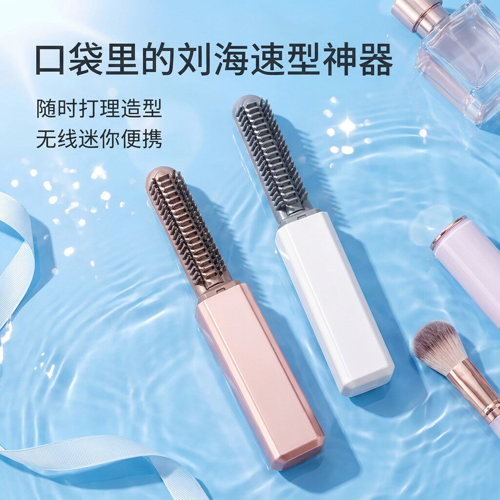 电热迷你无线直卷两用刘海梳