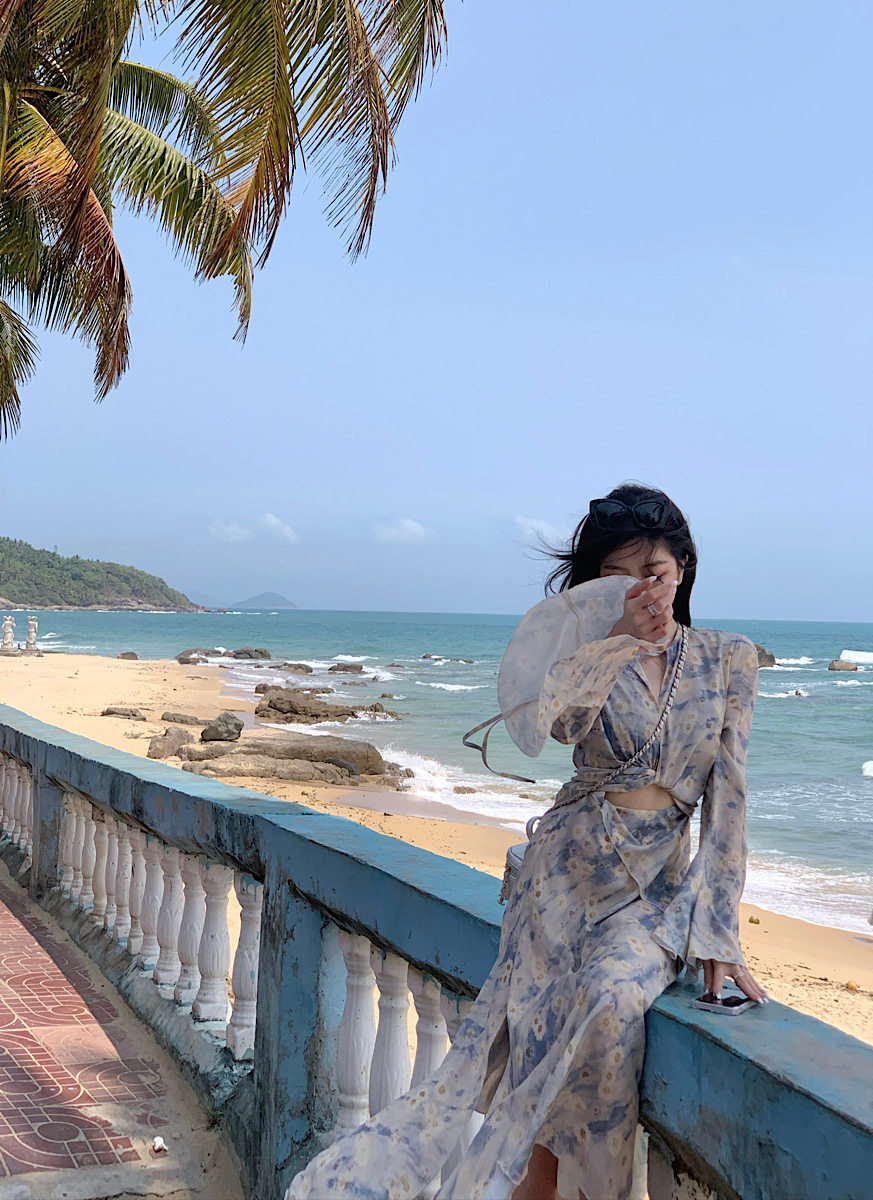【4折清仓】春夏acn1雾霭油画晕染小雏菊印花裹胸裙显瘦连衣裙女