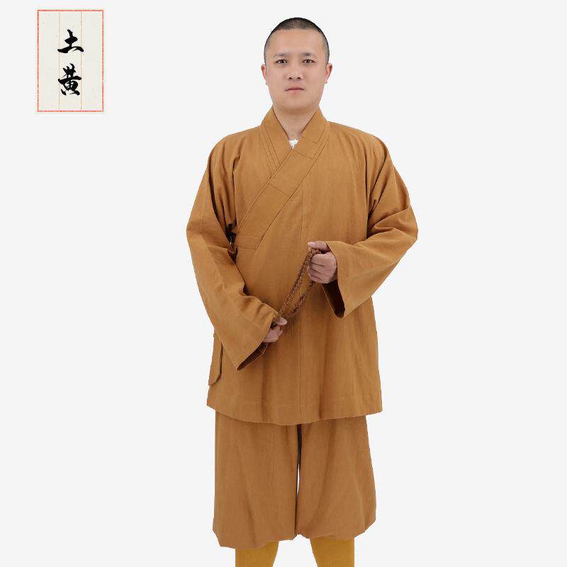 新款春秋僧服套装亚麻短褂和尚服男女款透气免绑腿罗汉褂僧人小褂