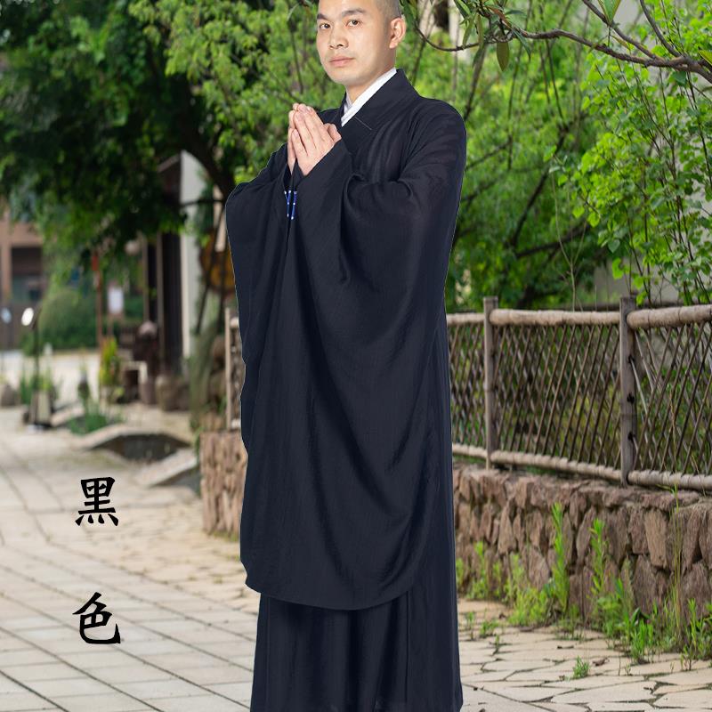 新款广袖海青居士服女禅修服男僧衣佛衣夏季薄款透气不透明海清衣