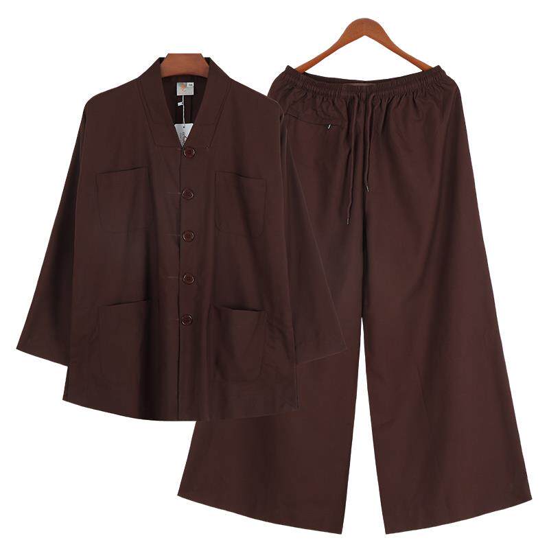 特价僧服平纹棉布春秋短褂出家师父和尚服装男女款小褂大裤脚套装
