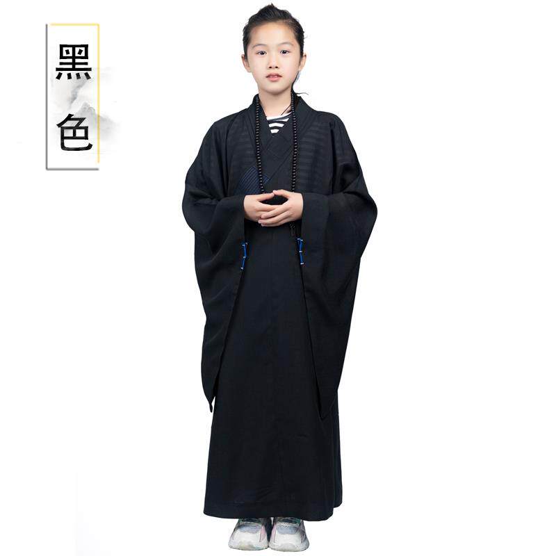 特价高档台湾麻儿童海青居士服短套小和尚海青小孩男女款长袍僧衣