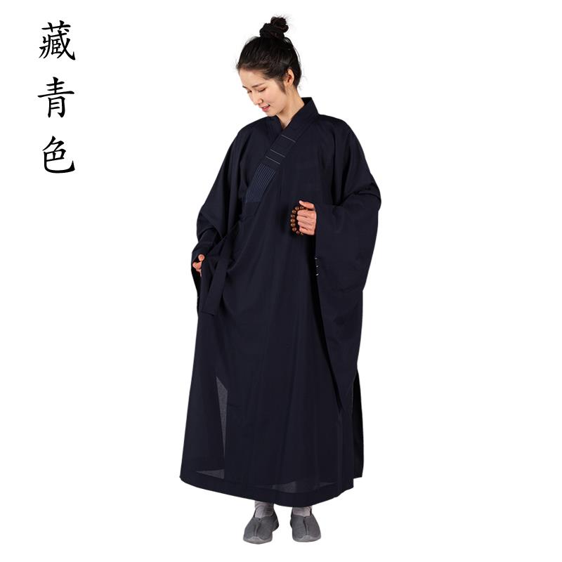 新款高档台麻海青居士服男女款海清咖啡色青衣台麻海青僧服大褂