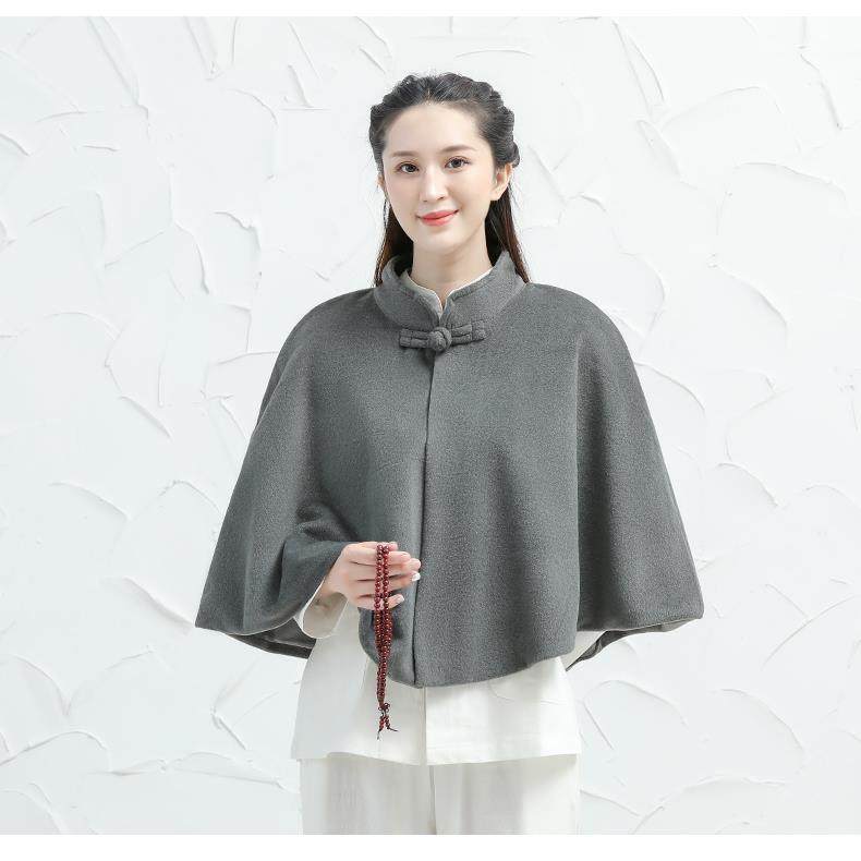 特价玄善僧服居士服外套短款打坐披风禅修斗篷加厚毛绒披风男女同