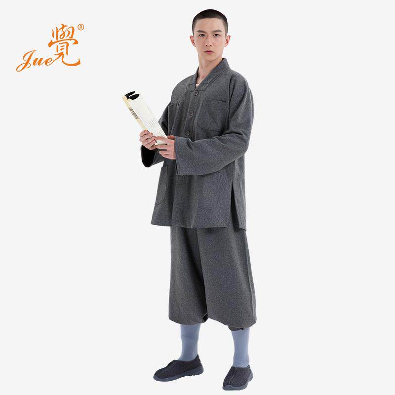 特价觉牌僧衣棉袄秋冬季款毛呢料大褂小褂套装保暖加厚僧装和尚尼