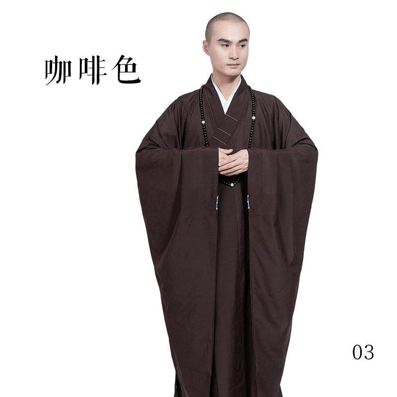 新款缎梵袈裟金边祖衣海青细麻和尚衣咖啡色僧衣服红色七衣缦衣戒