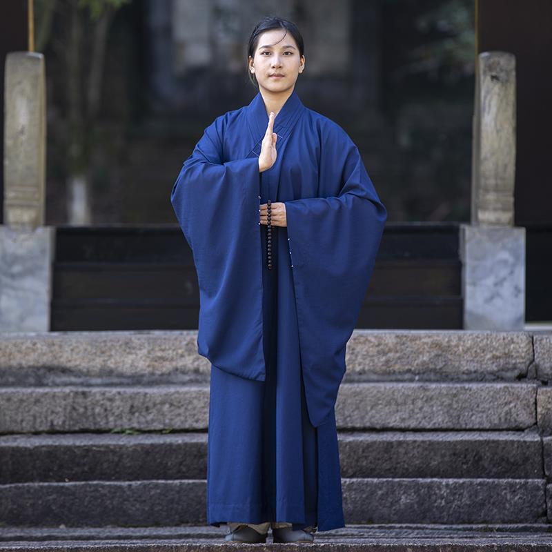特价海青居士服女士春夏秋冬季僧衣僧服海清大褂禅修服袈裟咖啡色