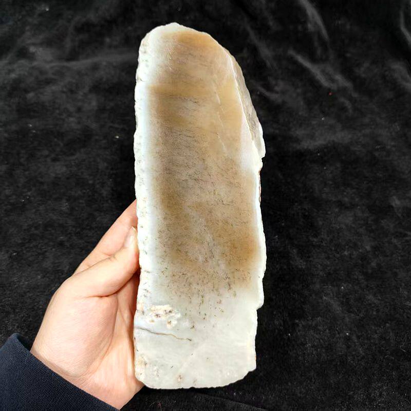 2.2斤和田玉糖白玉山料原石 且末红糖玉大块板料玉石牌子料雕刻料