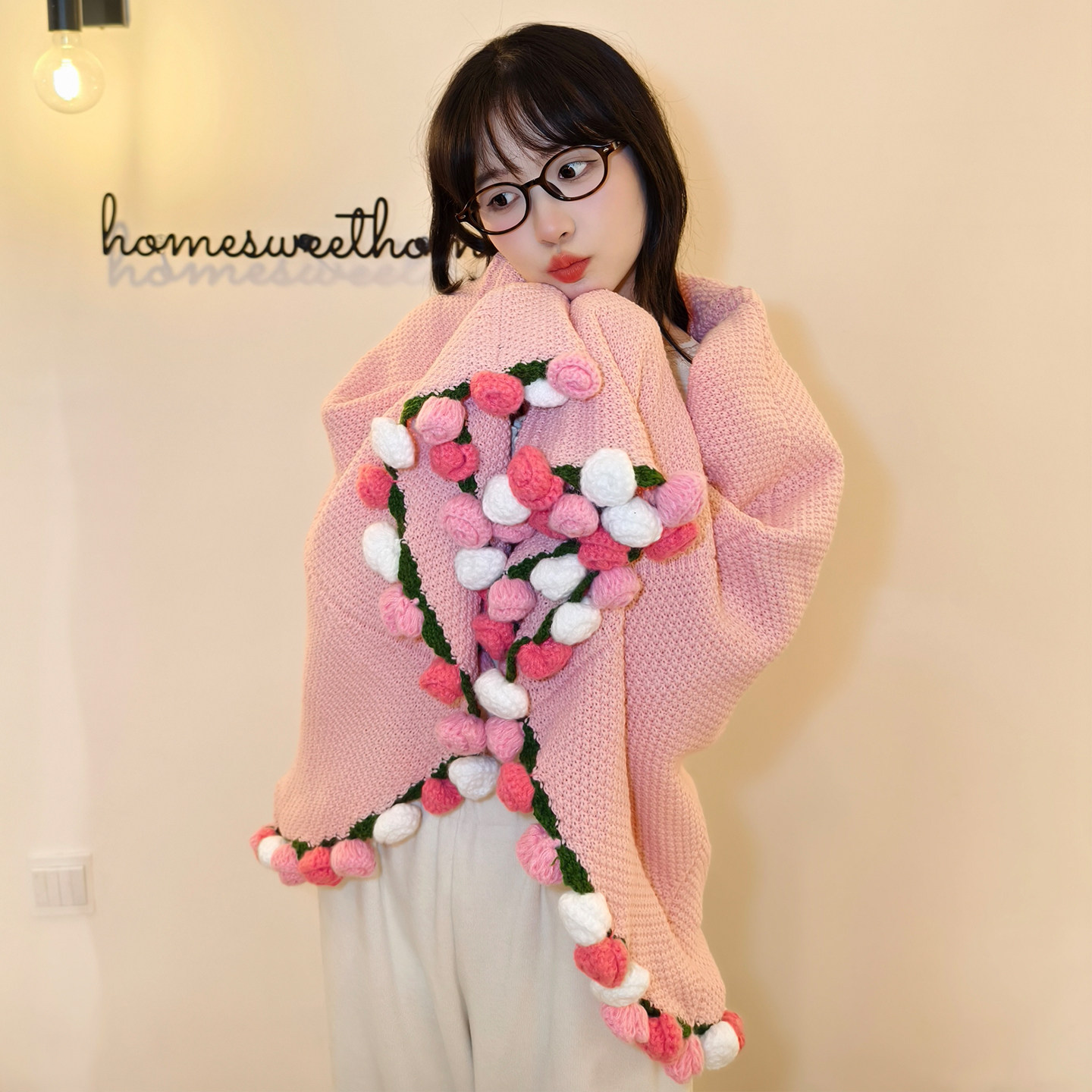 成品玫瑰花束毛毯子披肩午睡毯生日礼物女生送妈妈闺蜜高级感实用