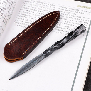 龙泉市手工茶刀普洱茶刀功夫茶具中式开茶刀百炼钢锻打花纹钢茶针