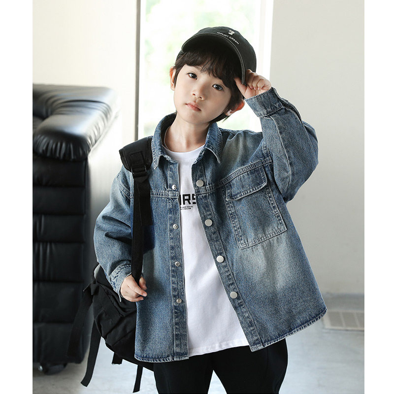 小象汉姆童装男童牛仔衬衫秋装儿童外套2024新款洋气男孩长袖衬衫