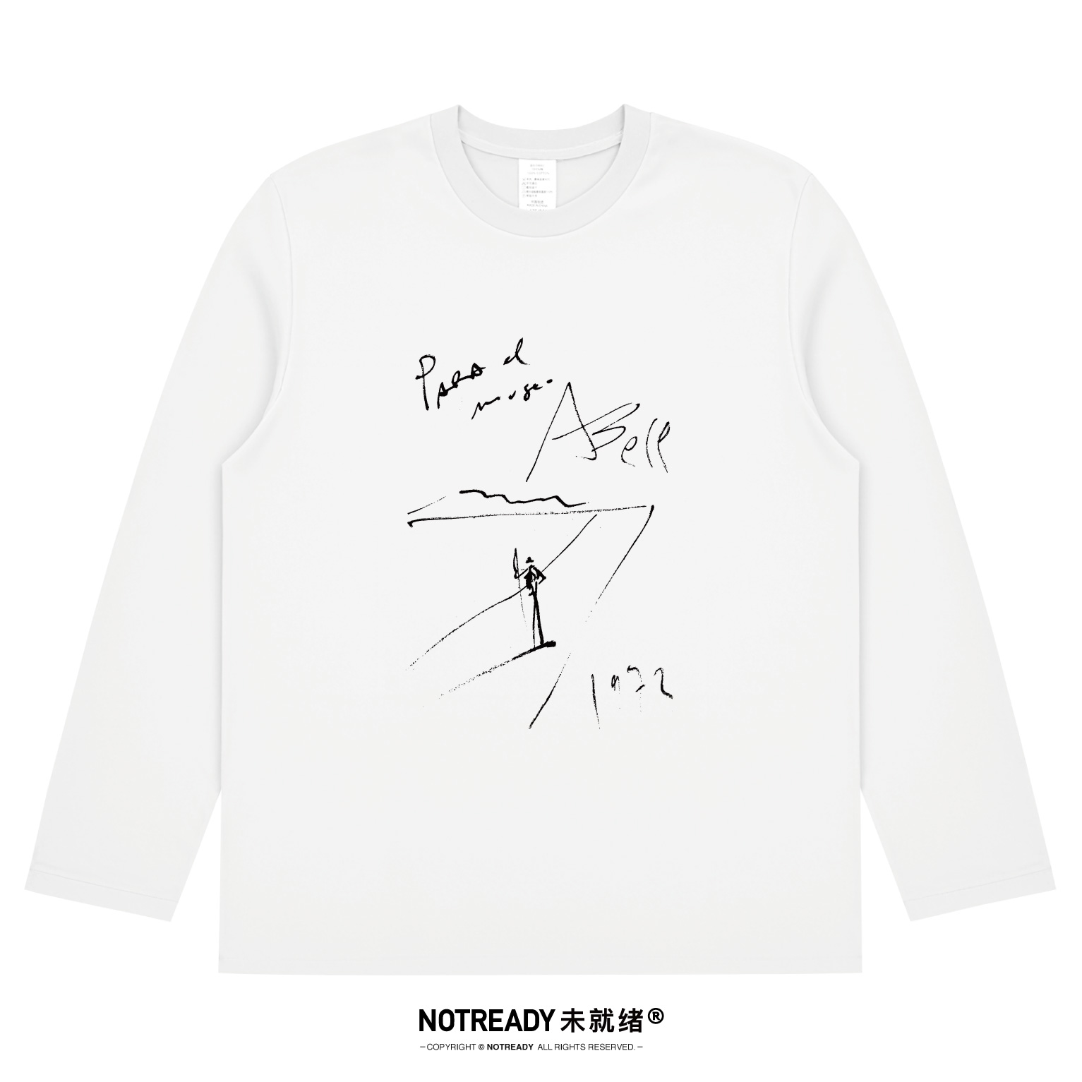 达利手绘在路上人物印花长袖T恤