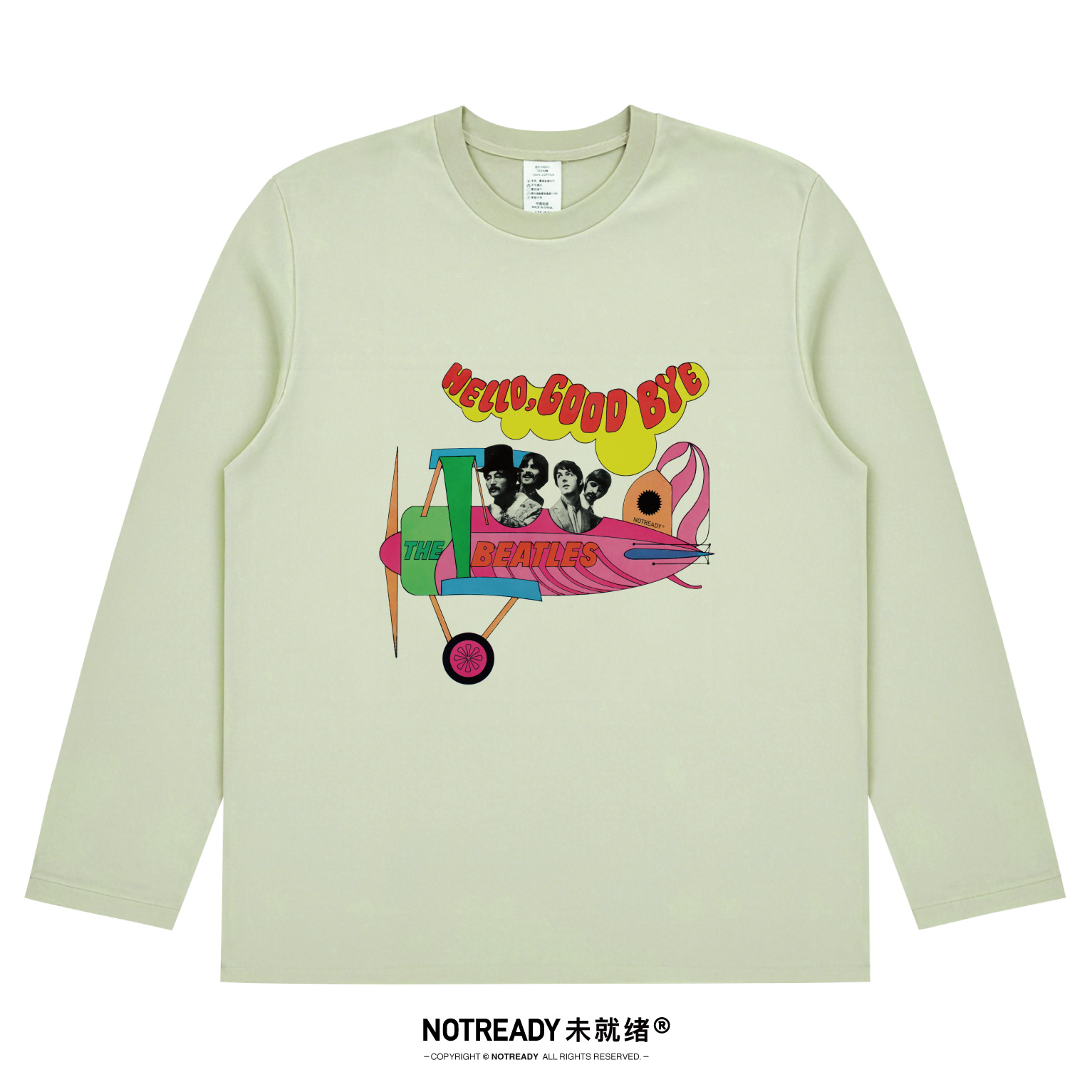 披头士文艺复古艺术印花长袖T恤