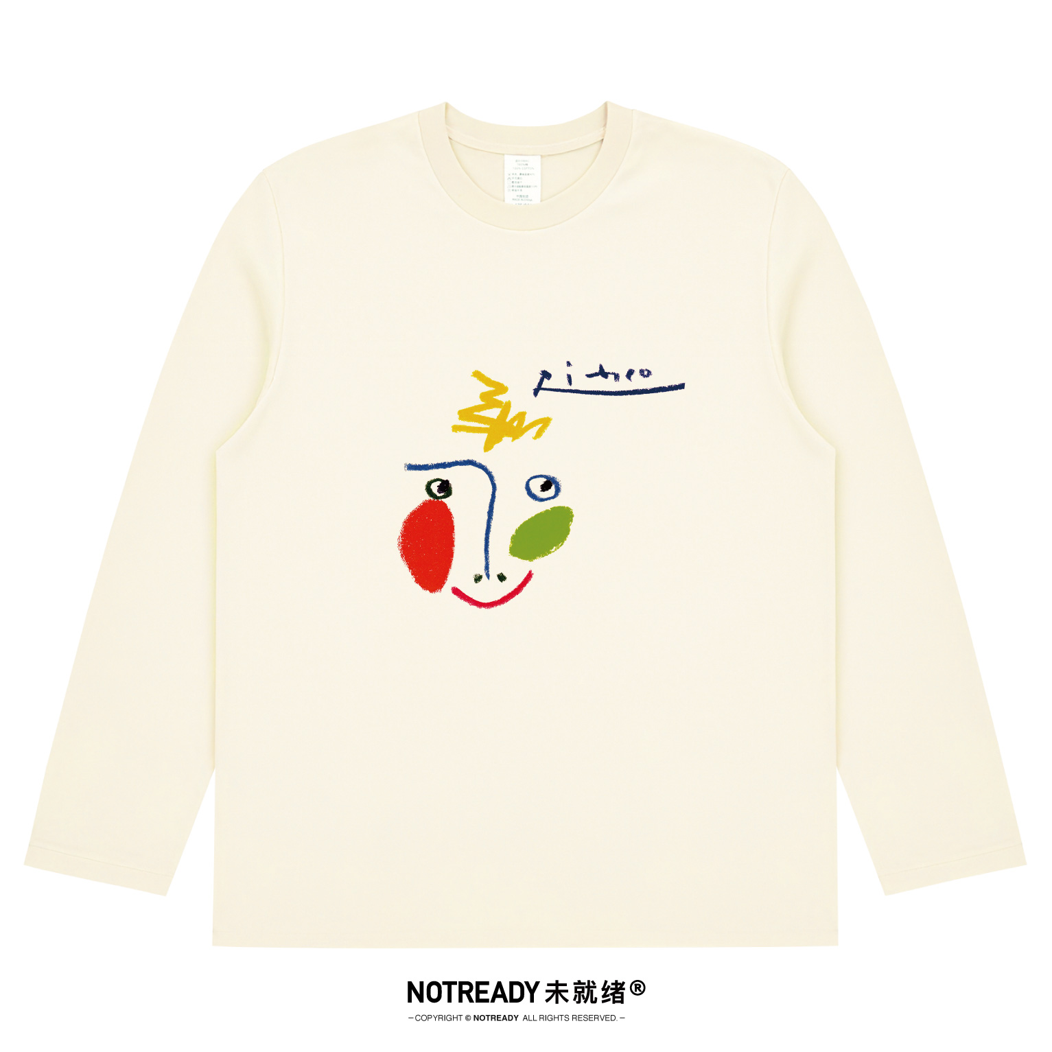 毕加索签名印花艺术小众长袖T恤