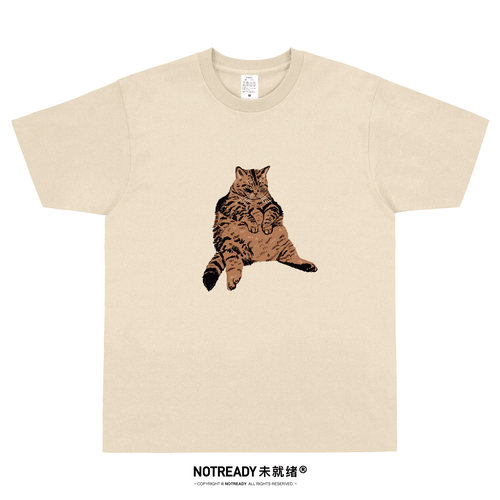 NOTREADY复古猫印花艺术小众t恤