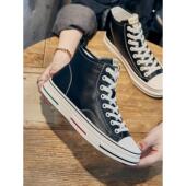 牛皮板鞋 新款 女百搭平底运动休闲 女2025春季 潮牌真皮高帮小白鞋