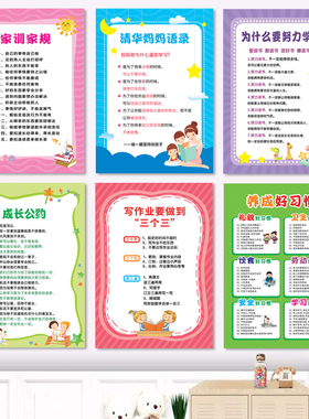家规家训墙贴挂图好孩子自律成长公约男孩好习惯养成育儿励志标语